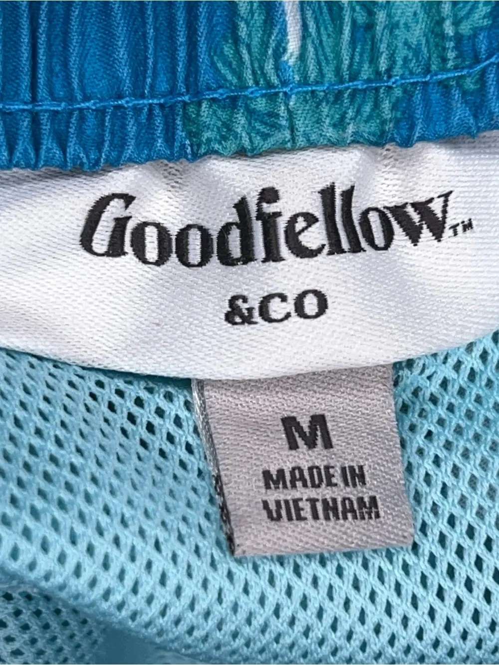 Medium Goodfellow Swim Shorts Blue Tropical Print Colorful Lined Mesh